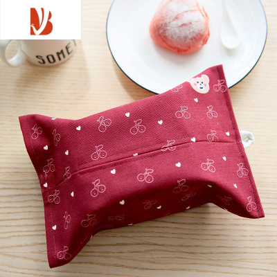 三维工匠ins抽纸盒韩式卡通樱桃熊纸巾盒纸巾套创意抽纸套椅背挂式纸巾袋 居家款-樱桃红