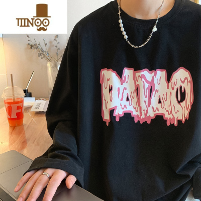 YANXU长袖t恤男春季潮牌ins宽松内搭衣服潮流百搭打底衫高街卫衣男