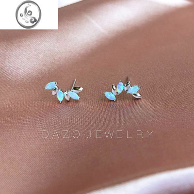 JiMi欧泊石耳钉银银气质通体银银优雅幻彩极光小众设计高级质感耳饰潮