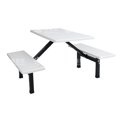 鑫星奈 XXN4040848 玻璃钢餐桌椅组合食堂连体餐桌椅钢架条凳款