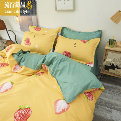 网红款水洗棉四件套被套被单床上用品学生宿舍3被子三件套床单人4 三维工匠