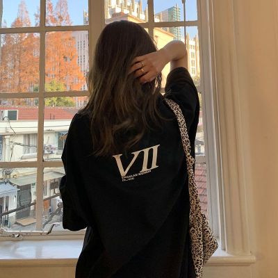 6535棉 韩版夏季新款美式宽松复古字母印花短袖T恤休闲上衣打底衫