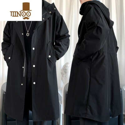 YANXU风衣男士休闲外套长款过膝宽松大码披风潮流男港风薄款工装