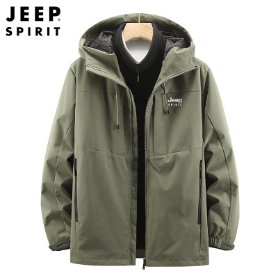 吉普JEEP秋冬内胆棉衣男冲锋保暖外套户外三合一加厚两件套男装