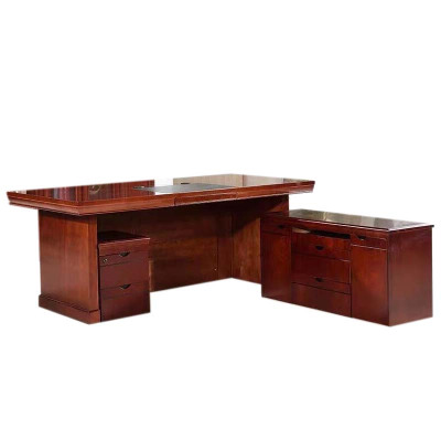风雷动老板桌大班台总裁桌椅组合贴实木皮办公桌简约现代单人主管经理桌1.8米+侧柜+小柜