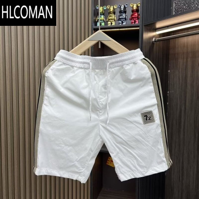 HLCOMAN夏季潮牌户外运动五分裤男款新款冰丝休闲短裤男拼色条纹速干裤子