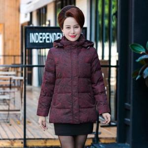 迪鲁奥（DILUAO)中老年羽绒服女短款加厚大码白鸭绒妈妈装奶奶宽松外套冬季新款官方品牌女装