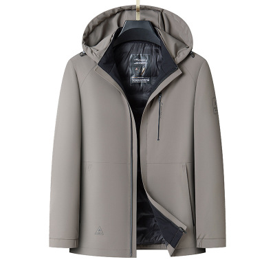 秋冬新款牛奶丝面料羽绒服商务休闲羽绒服中长款连帽男装外套中年