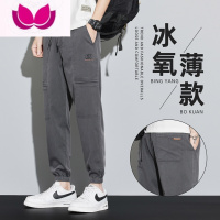 七斓工装裤子男士夏季薄款宽松束脚运动休闲九分长裤子2023新款潮