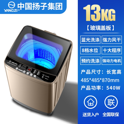 中国扬子集团出品洗衣机全自动家用10公斤大容量租房用小型宿舍_13KG玻璃盖板蓝光洗涤