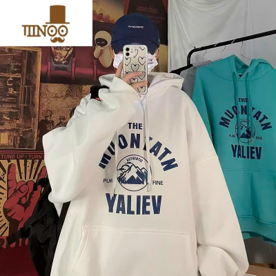 YANXU冬装新款韩版港味字母男女情侣连帽长袖卫衣宽松