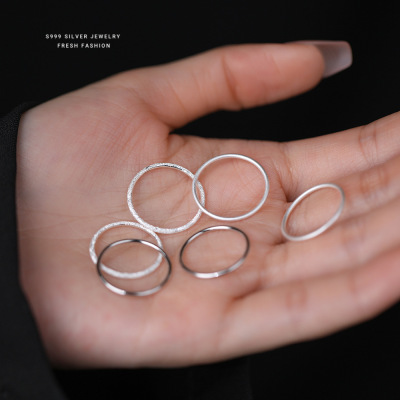 韩版复古波光粼粼戒指女简约时尚小众食指戒轻奢高级感极简指环送女朋友老婆情人节七夕生日礼物