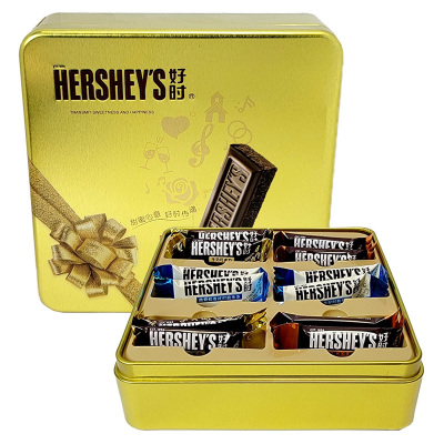 Hershey's好时巧克力排块铁盒礼盒装12颗/18颗结婚喜糖七夕情人节