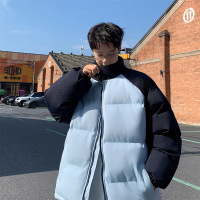 冬季新款棉服男立领潮流港风连帽拼色加厚保暖棉衣男士面包服外套