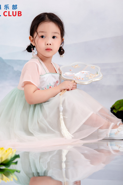 [1件3折]铅笔俱乐部2025夏装新款女小童连衣裙儿童网纱国风裙子宝宝汉服裙