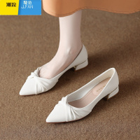 聚范2024秋夏绝美低跟皮浅口尖头单鞋女晚晚温柔风气质法式小跟瓢鞋