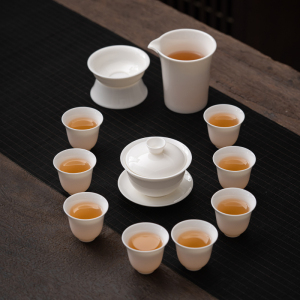 佳德美羊脂玉瓷绽放三才盖碗瓷化陶瓷中国白套组120ML