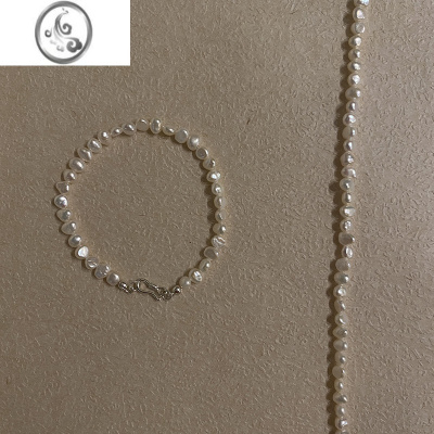 JiMi<柔软>稀有强光巴洛克小珍珠s925银手链女叠戴简约日常