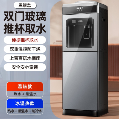 向向锦鲤饮水机家用立式小型冷热办公室节能双门制冷制热智能热水机_钛空银-升级透明门童锁不锈钢内胆_温热