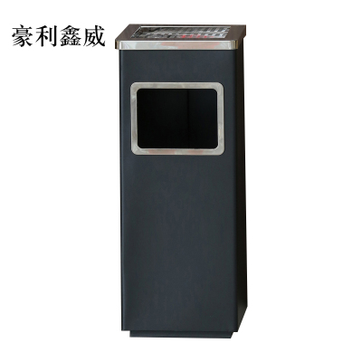 豪利鑫威不锈钢垃圾桶烟蒂柱灭烟桶带烟灰缸室外电梯口立式 丽格正方形黑色