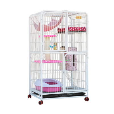 猫笼子幼猫成猫四层别墅铁质喵咪笼子多层便携大号加粗加密铁丝笼宠物笼猫窝可折叠