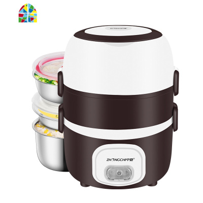 饭盒可插电保温多功能便携式带饭煮饭加热上班族学生蒸自动电热 FENGHOU 粉色[双层]