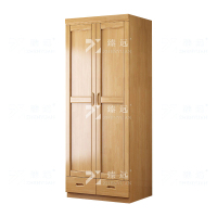 臻远 ZY4022713 中式实木衣柜对开二门衣柜卧室收纳大衣橱 榉木色