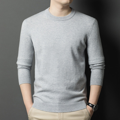 加厚450克濮院羊毛男士羊毛衫冬季圆领保暖加厚打底毛衣男