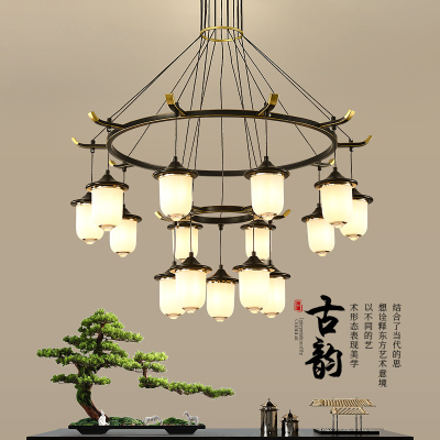 新中式吊灯轻奢客厅吊灯现代简约餐厅灯个性创意卧室别墅楼梯灯具