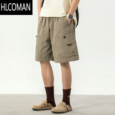 HLCOMAN[]美式工装短裤夏季男士宽松休闲日系潮牌刺绣外穿中裤