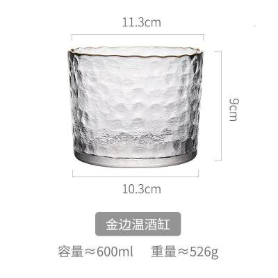 家柏饰(CORATED)日式清酒酒具冰酒壶古风白酒玻璃喝酒小杯子手工烧酒盅温酒器 金边温酒缸