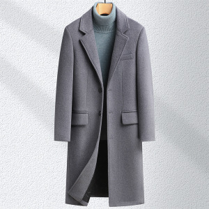 秋冬新款加棉毛呢大衣男士过膝超长款羊毛风衣大衣呢外套