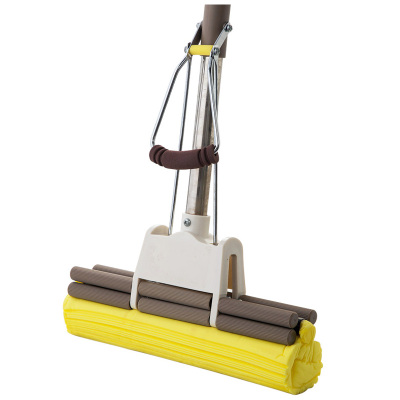 胶棉拖把家用免手洗海绵地拖 不锈钢滚轮式吸水海棉拖把头