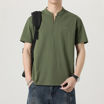 JEEP SPIRIT新中式圆领短袖T恤男薄款潮牌宽松休闲帅气百搭上衣男