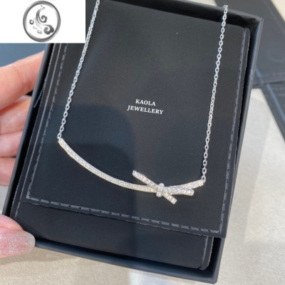 JiMi蝴蝶结微笑项链 女轻奢小众银银925钻石笑脸锁骨链短款气质choker