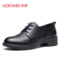 奥康女鞋春秋季单鞋女英伦学院风单鞋女复古低跟系带女鞋