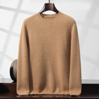 男士加厚山羊绒衫秋冬圆领蜂窝针羊毛针织打底衫套头短款套头毛衣