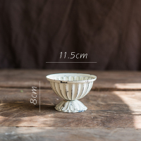 美帮汇古典高脚杯花器 青苔锈色花柱花瓶花盆复古怀旧铁艺欧式 D