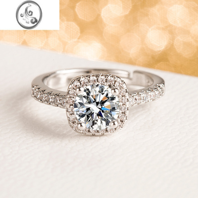 JiMi结婚情侣活口对戒奢华仿真钻戒男女一对开口可调节求婚戒指假道具