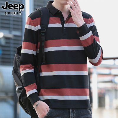 JEEP SPIRIT 秋季新款长袖打底衫男士时尚T恤潮流刺绣POLO衫