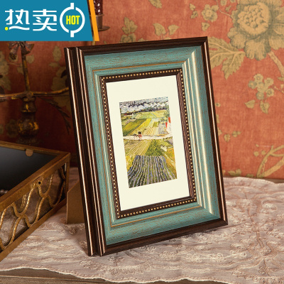 敬平美式复古绿小相框摆台高级感5寸6寸7寸8寸10寸12相框挂墙打印照片 法蓝 可定制尺寸 联系客服
