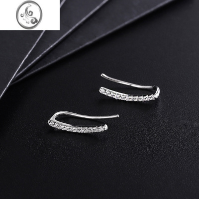 JiMiS999银银镶钻耳环几何U形耳钉女小众一字耳勾冷淡风一款多戴耳饰