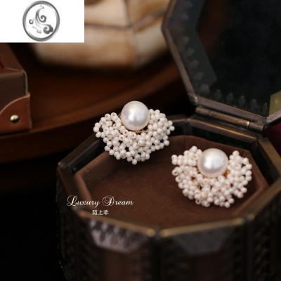 JiMi珍珠耳钉复古赫本小米珠耳环法式高级感小众2022年新款气质耳饰女