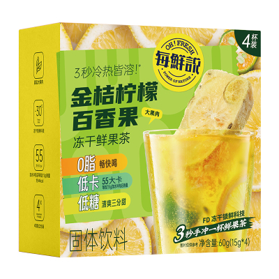 [3盒装]每鲜说金桔柠檬百香果 60g(4*15g)赠梅森杯