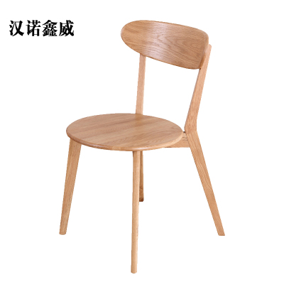 汉诺鑫威餐椅简约现代休闲书桌椅餐桌凳子橡木靠背椅清漆原木色圆形座面