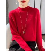 无缝一线成衣羊毛衫女秋冬款插肩袖毛衣半高领羊毛打底