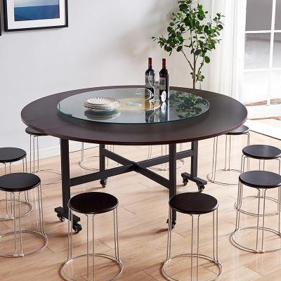 折叠桌餐桌家用大圆桌圆形桌面多功能可移动吃饭桌小户型简易桌子