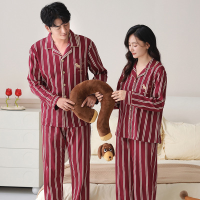 情侣睡衣春秋冬季棉质本命年喜庆结婚红色一男士一女士家居服套装