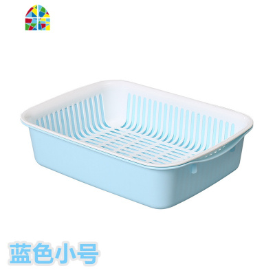 塑料家用长方形双层厨房洗菜盆大号创意碗筷沥水盆 FENGHOU 紫色小号洗菜篮洗菜篮