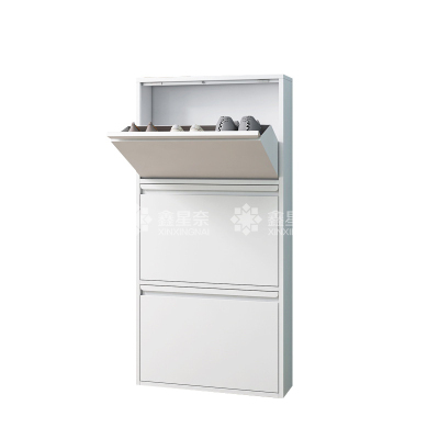 鑫星奈XXN4022016 钢制翻斗鞋柜简约现代收纳柜白色三斗